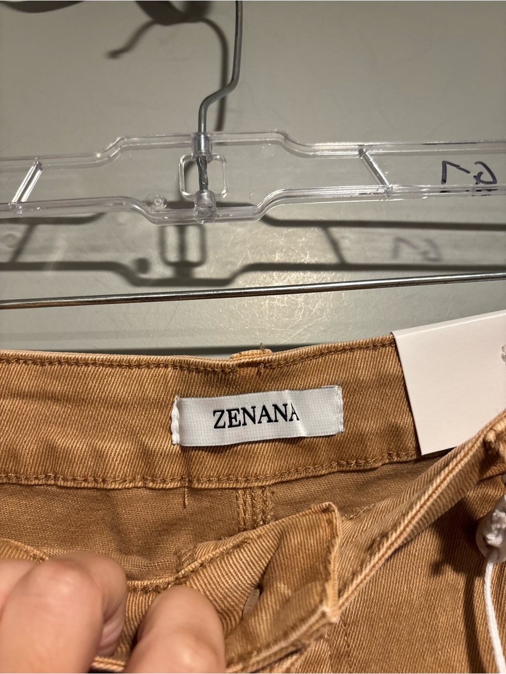 Zenana Outfitters Tan Frayed Hem Denim Shorts - Picture 4 of 6